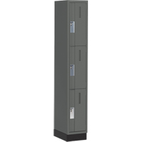Concorde Heavy-Duty Lockers, 3 -tier, 12" x 18" x 76", Steel, Charcoal, Welded (Assembled) Sécurité Médic