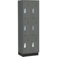 Concorde Heavy-Duty Lockers, 3 -tier, Bank of 2, 24" x 18" x 76", Steel, Charcoal, Welded (Assembled) Sécurité Médic