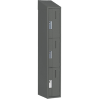 Concorde Heavy-Duty Lockers, 3 -tier, 12" x 18" x 78", Steel, Charcoal, Welded (Assembled) Sécurité Médic