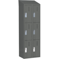 Concorde Heavy-Duty Lockers, 3 -tier, Bank of 2, 24" x 18" x 78", Steel, Charcoal, Welded (Assembled) Sécurité Médic