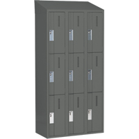 Concorde Heavy-Duty Lockers, 3 -tier, Bank of 3, 36" x 18" x 78", Steel, Charcoal, Welded (Assembled) Sécurité Médic