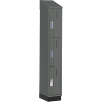 Concorde Heavy-Duty Lockers, 3 -tier, 12" x 18" x 82", Steel, Charcoal, Welded (Assembled) Sécurité Médic