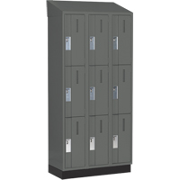 Concorde Heavy-Duty Lockers, 3 -tier, Bank of 3, 36" x 18" x 82", Steel, Charcoal, Welded (Assembled) Sécurité Médic