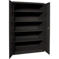 Deep Hi-Boy Storage Cabinet, Steel, 4 Shelves, 72" H x 36" W x 24" D, Black Sécurité Médic