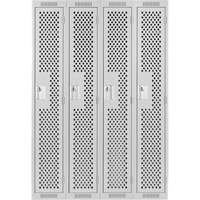 Clean Line Lockers, Bank of 4, 48" x 12" x 72", Steel, Grey, Rivet (Assembled), Perforated Sécurité Médic
