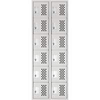 Petit casier perfor&eacute; Clean-Line, 6 niveaux, Bloc de 2, 15" x 72" x 12", Acier Sécurité Médic