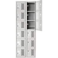 Petit casier perfor&eacute; Clean-Line, 6 niveaux, Bloc de 2, 15" x 72" x 12", Acier Sécurité Médic