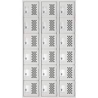 Petit casier perfor&eacute; Clean-Line, 6 niveaux, Bloc de 3, 15" x 72" x 12", Acier Sécurité Médic