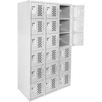 Petit casier perfor&eacute; Clean-Line, 6 niveaux, Bloc de 3, 15" x 72" x 12", Acier Sécurité Médic
