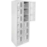 Clean-Line Perforated Lockerette, 6 -tier, Bank of 2, 12" x 72" x 12", Steel Sécurité Médic