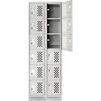 Clean-Line Perforated Lockerette, 6 -tier, Bank of 2, 12" x 72" x 12", Steel Sécurité Médic