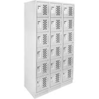 Clean-Line Perforated Lockerette, 6 -tier, Bank of 3, 12" x 72" x 12", Steel Sécurité Médic