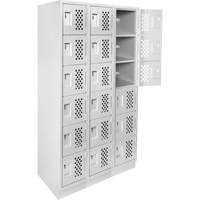 Clean-Line Perforated Lockerette, 6 -tier, Bank of 3, 12" x 72" x 12", Steel Sécurité Médic
