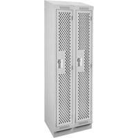 Clean Line Lockers, Bank of 2, 24" x 12" x 82", Steel, Grey, Rivet (Assembled), Perforated Sécurité Médic