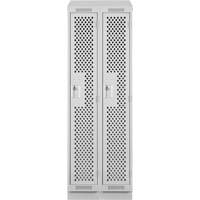 Clean Line Lockers, Bank of 2, 24" x 12" x 82", Steel, Grey, Rivet (Assembled), Perforated Sécurité Médic