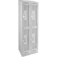 Casiers Clean Line, 2 niveaux, Bloc de 2, 24" x 12" x 82", Acier, Gris, Rivet (assembl&eacute;), Perfor&eacute; Sécurité Médic