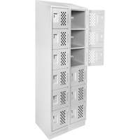 Clean-Line Perforated Lockerette, 6 -tier, Bank of 2, 12" x 72" x 12", Steel Sécurité Médic