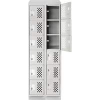 Clean-Line Perforated Lockerette, 6 -tier, Bank of 2, 12" x 72" x 12", Steel Sécurité Médic