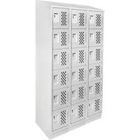 Assembled Lockerettes Clean Line Perforated Economy Lockers, 6 -tier, Bank of 3, 18" x 72" x 12", Steel Sécurité Médic