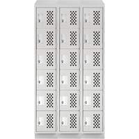 Assembled Lockerettes Clean Line Perforated Economy Lockers, 6 -tier, Bank of 3, 18" x 72" x 12", Steel Sécurité Médic