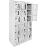 Assembled Lockerettes Clean Line Perforated Economy Lockers, 6 -tier, Bank of 3, 18" x 72" x 12", Steel Sécurité Médic
