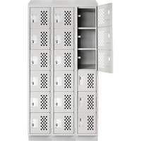 Assembled Lockerettes Clean Line Perforated Economy Lockers, 6 -tier, Bank of 3, 18" x 72" x 12", Steel Sécurité Médic