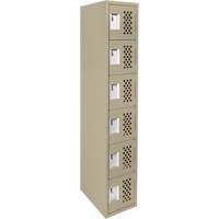 Assembled Lockerettes Clean Line Perforated Economy Lockers, 6 -tier, 18" x 72" x 12", Steel Sécurité Médic