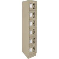 Assembled Lockerettes Clean Line Perforated Economy Lockers, 6 -tier, 18" x 72" x 12", Steel Sécurité Médic