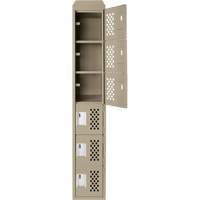 Assembled Lockerettes Clean Line Perforated Economy Lockers, 6 -tier, 18" x 72" x 12", Steel Sécurité Médic