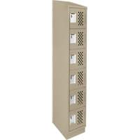 Assembled Lockerettes Clean Line Perforated Economy Lockers, 6 -tier, 18" x 72" x 12", Steel Sécurité Médic