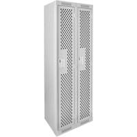 Clean Line Lockers, 2 -tier, 12" x 12" x 72", Steel, Grey, Rivet (Assembled), Perforated Sécurité Médic