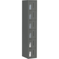 Concorde Heavy-Duty Lockers, 6 -tier, 12" x 18" x 72", Steel, Charcoal, Welded (Assembled) Sécurité Médic
