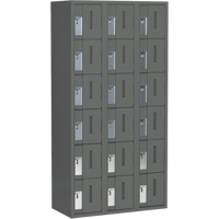 Concorde Heavy-Duty Lockers, 6 -tier, Bank of 3, 36" x 18" x 72", Steel, Charcoal, Welded (Assembled) Sécurité Médic