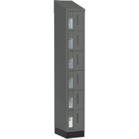 Concorde Heavy-Duty Lockers, 6 -tier, 12" x 18" x 82", Steel, Charcoal, Welded (Assembled) Sécurité Médic