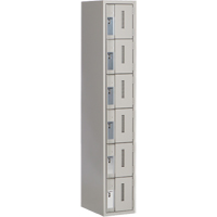 Concorde Heavy-Duty Lockers, 6 -tier, 12" x 18" x 72", Steel, Grey, Welded (Assembled) Sécurité Médic