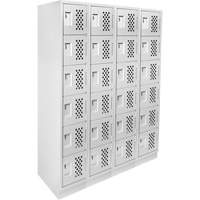 Assembled Clean Line Perforated Economy Lockers, 6 -tier, Bank of 4, 18" x 72" x 12", Steel Sécurité Médic