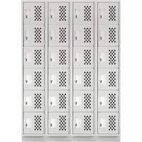 Assembled Clean Line Perforated Economy Lockers, 6 -tier, Bank of 4, 18" x 72" x 12", Steel Sécurité Médic