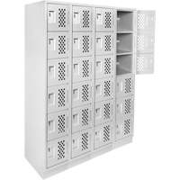 Assembled Clean Line Perforated Economy Lockers, 6 -tier, Bank of 4, 18" x 72" x 12", Steel Sécurité Médic