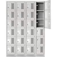 Assembled Clean Line Perforated Economy Lockers, 6 -tier, Bank of 4, 18" x 72" x 12", Steel Sécurité Médic