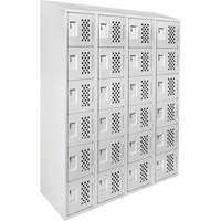 Assembled Clean Line Perforated Economy Lockers, 6 -tier, Bank of 4, 18" x 72" x 12", Steel Sécurité Médic