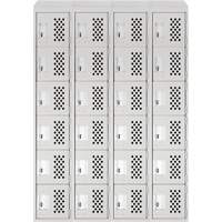 Assembled Clean Line Perforated Economy Lockers, 6 -tier, Bank of 4, 18" x 72" x 12", Steel Sécurité Médic
