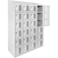 Assembled Clean Line Perforated Economy Lockers, 6 -tier, Bank of 4, 18" x 72" x 12", Steel Sécurité Médic