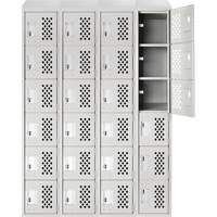 Assembled Clean Line Perforated Economy Lockers, 6 -tier, Bank of 4, 18" x 72" x 12", Steel Sécurité Médic