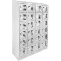 Assembled Clean Line Perforated Economy Lockers, 6 -tier, Bank of 4, 18" x 72" x 12", Steel Sécurité Médic