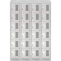 Assembled Clean Line Perforated Economy Lockers, 6 -tier, Bank of 4, 18" x 72" x 12", Steel Sécurité Médic