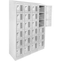 Assembled Clean Line Perforated Economy Lockers, 6 -tier, Bank of 4, 18" x 72" x 12", Steel Sécurité Médic