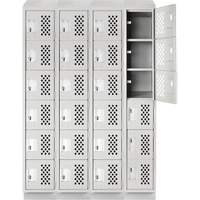 Assembled Clean Line Perforated Economy Lockers, 6 -tier, Bank of 4, 18" x 72" x 12", Steel Sécurité Médic