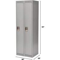 Lockers, Bank of 2, 24" x 18" x 72", Steel, Grey, Knocked Down Sécurité Médic