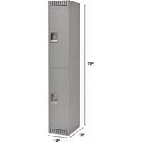 Lockers, 2 -tier, 12" x 18" x 72", Steel, Grey, Knocked Down Sécurité Médic