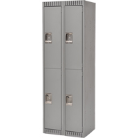 Lockers, 2 -tier, Bank of 2, 24" x 18" x 72", Steel, Grey, Knocked Down Sécurité Médic